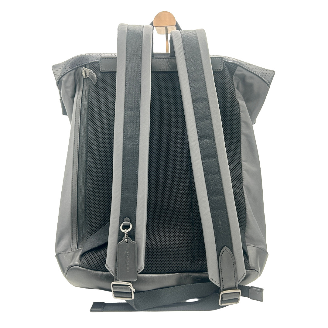 COACH Men Backpack Leather PVC Black Navy A1761 F56662 Bag Charm W41cm H51cm