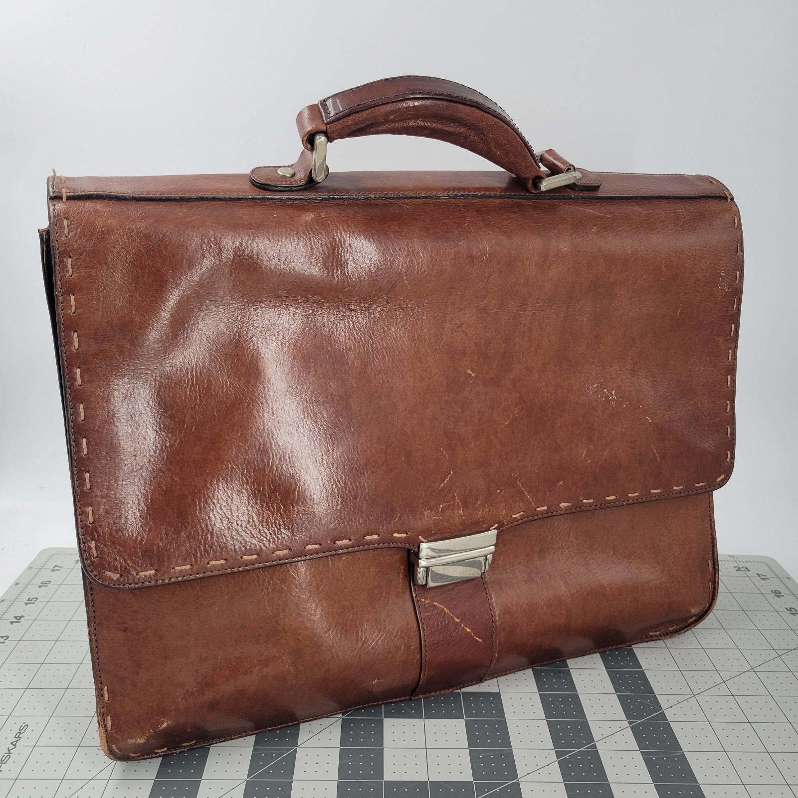 Pelle Studio Wilsons Italian Leather Brown Messenger Laptop Bag 17″x13″