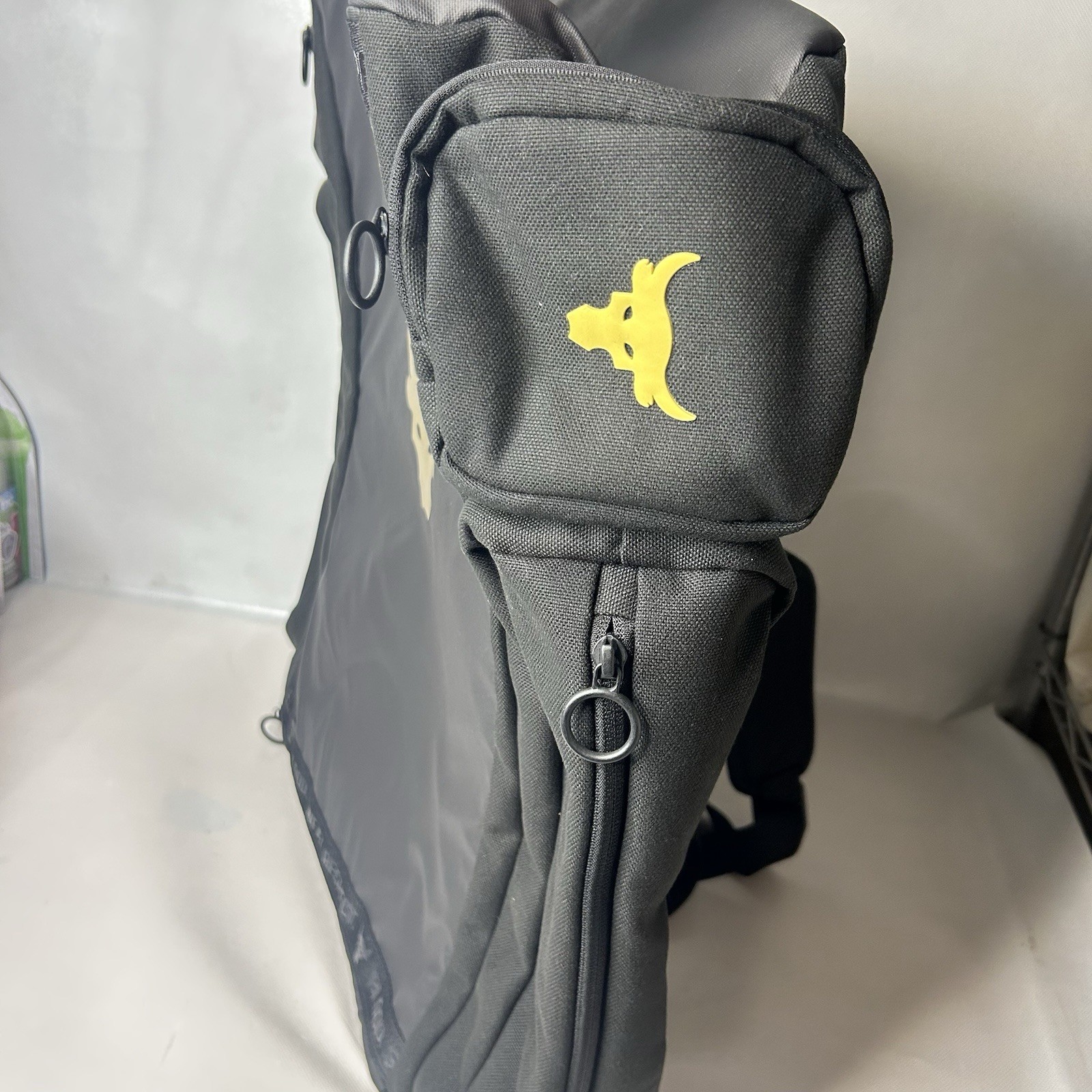 UA Under Armour Project Rock Duffle Backpack Bag Black Gold Gym 1376459-002 39L