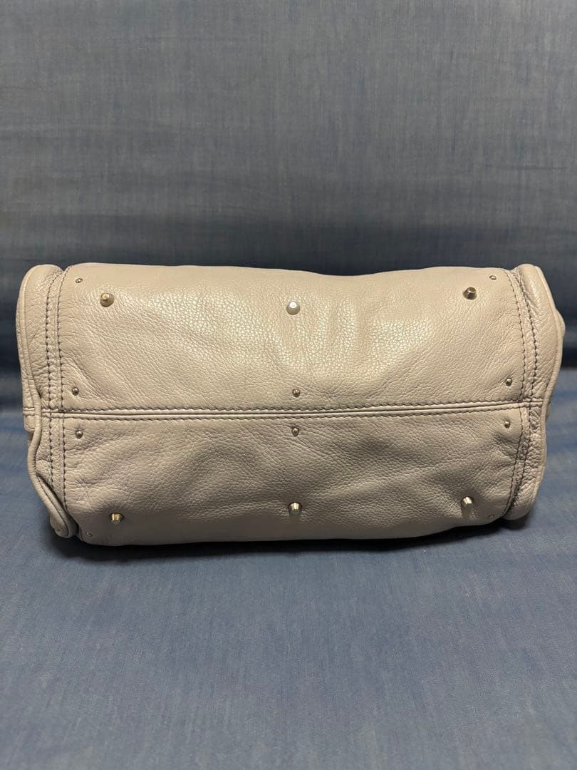 Chloe Paddington Handbag Key Cadena Gray Beige With Guarantee