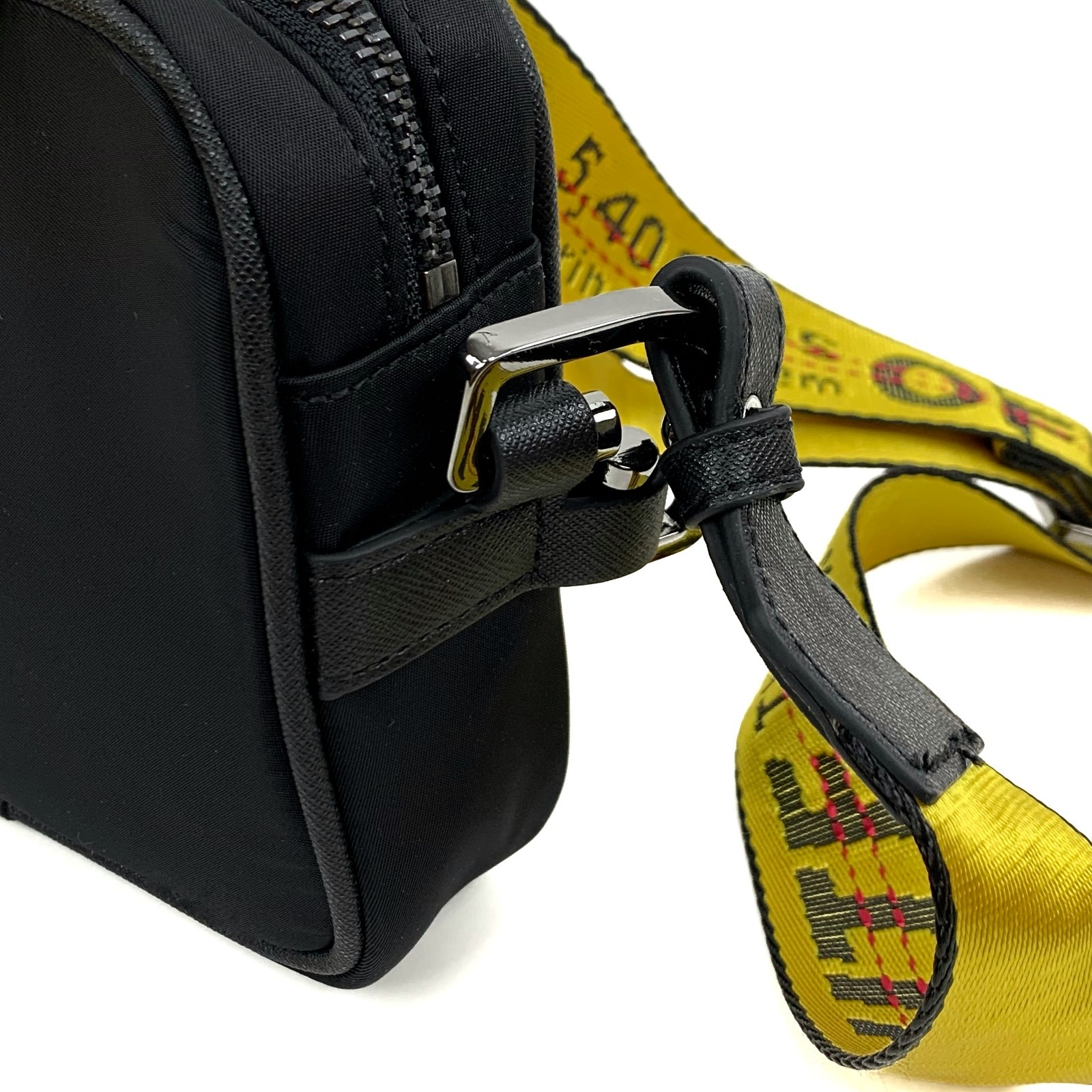 Off-White Small Logo Print Nylon Zipped Messenger Crossbody Bag Black