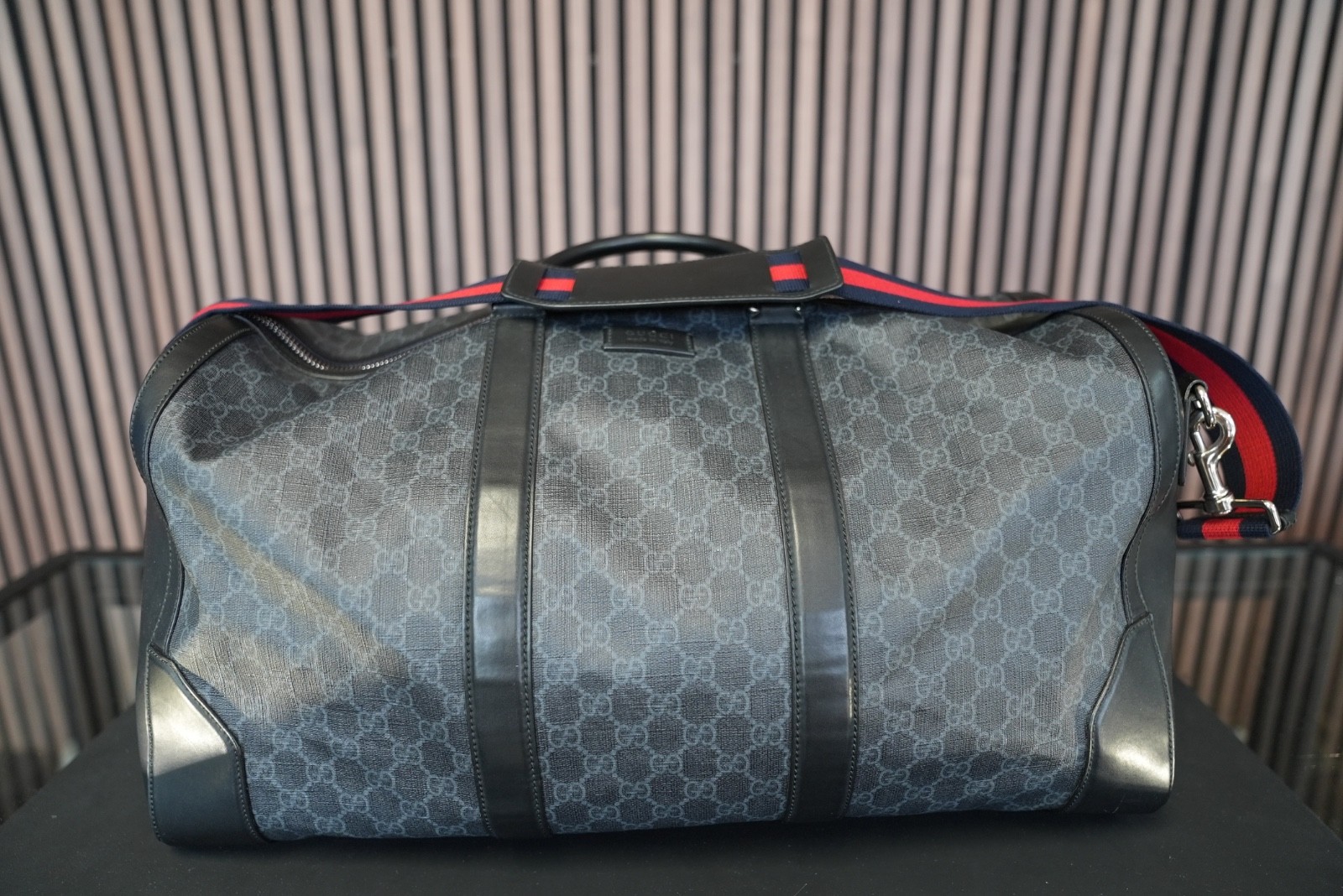 Gucci GG Supreme Canvas Large Black Duffle Bag