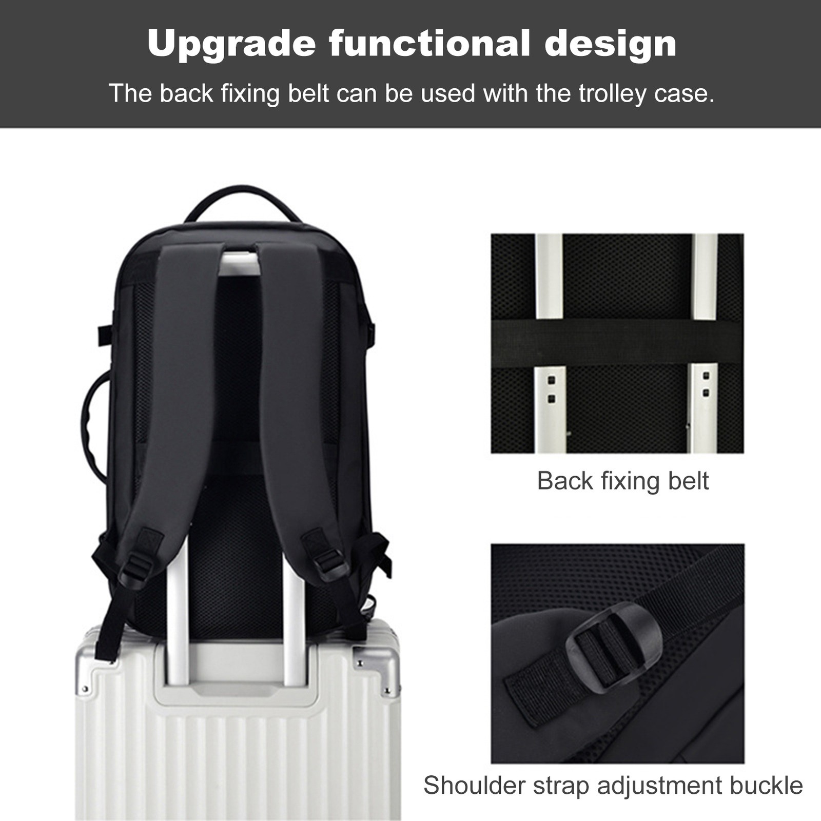 Waterproof Expandable Backpack USB Port Anti Theft Lock 18.9×11.8×6.3in