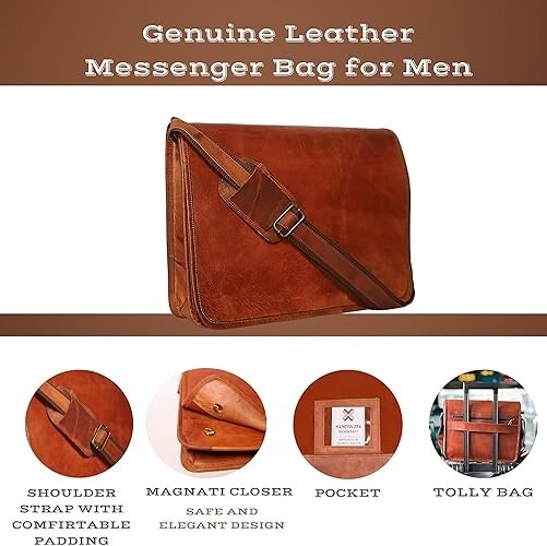 Handmade expandable Goat Reliable Leather Laptop Satchel