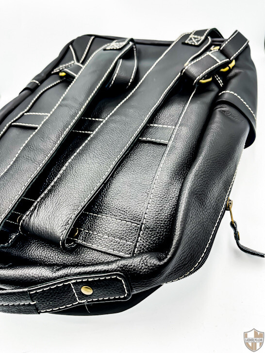 Black Pure All Leather Back Pack for School Books Laptop Backpack EveryDay use