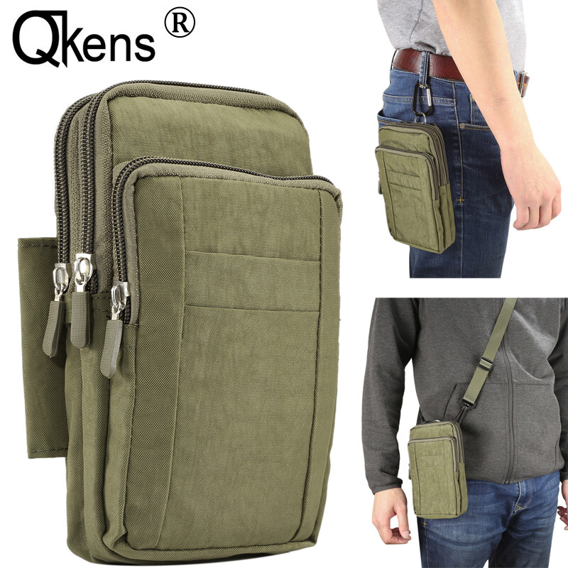 Men Bag Multi Layers Zipper Shoulder Bag Casual Portable Travel Crossbody Bag