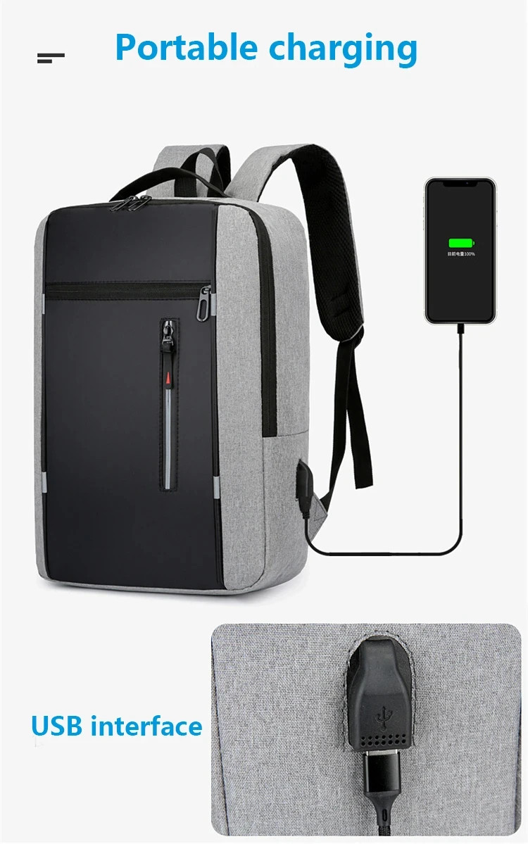Men Laptop Backpack 15.6 Inch Waterproof USB Charging Business Travel School Bag