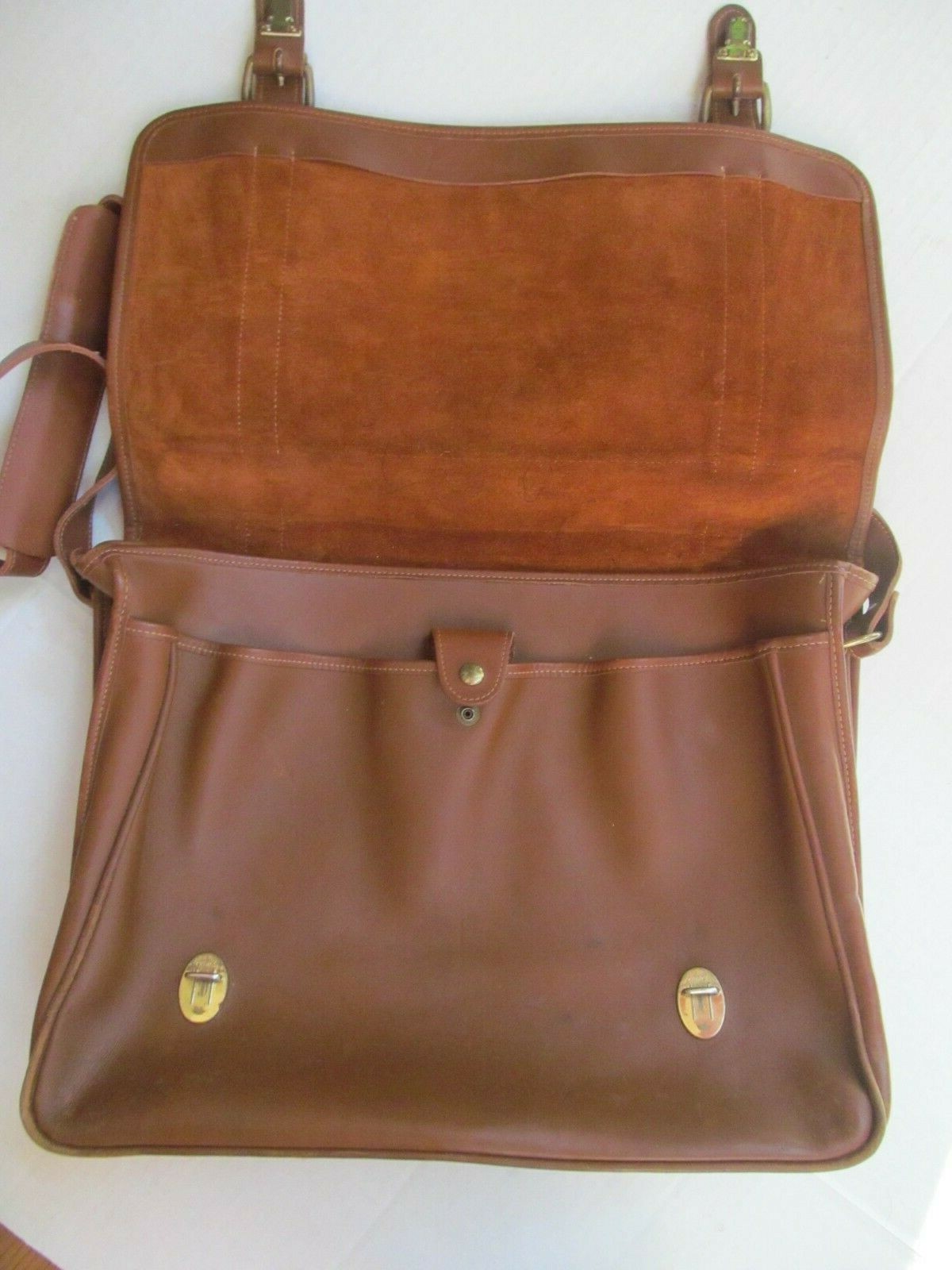 Green Fields ShafMaster Leather Co brown messenger attaché bag briefcase