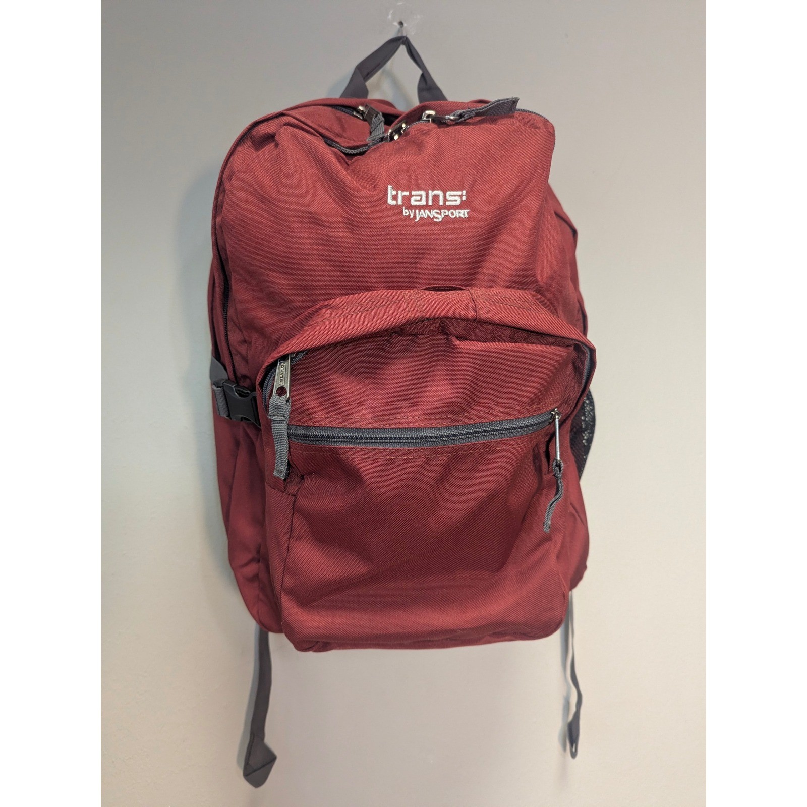 Trans by JanSport Backpack Burgundy Gray Large Multi Pocket School Travel Bag