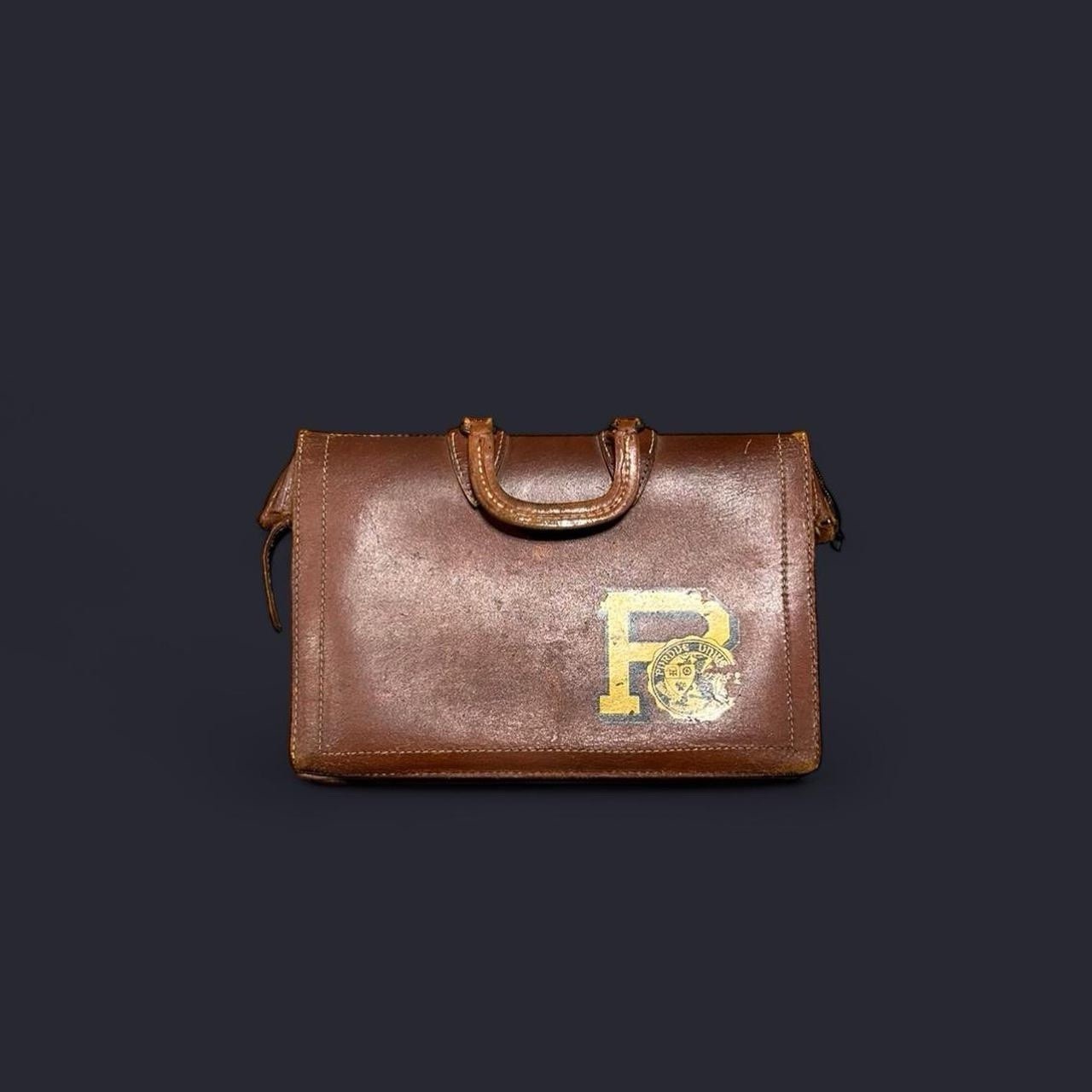Purdue University Boilers Briefcase True Vintage 40s 50s 60s Leather Brown