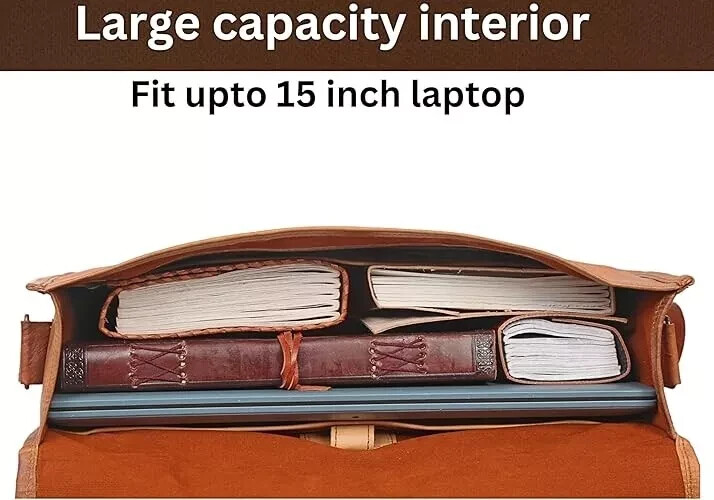 Handmade expandable Goat Reliable Leather Laptop Satchel