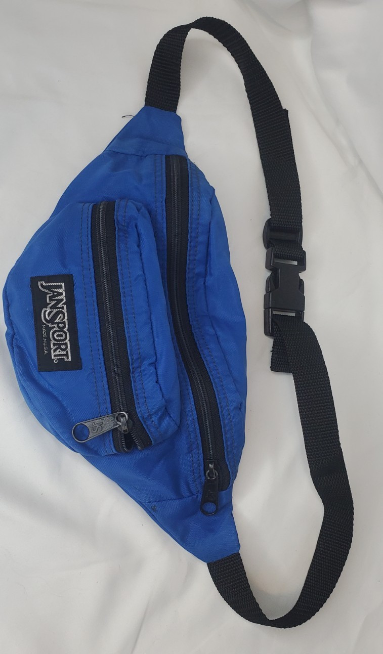 Vintage 1990s Jansport Fanny Pack Belt Bag Royal Blue Zipper Made in USA