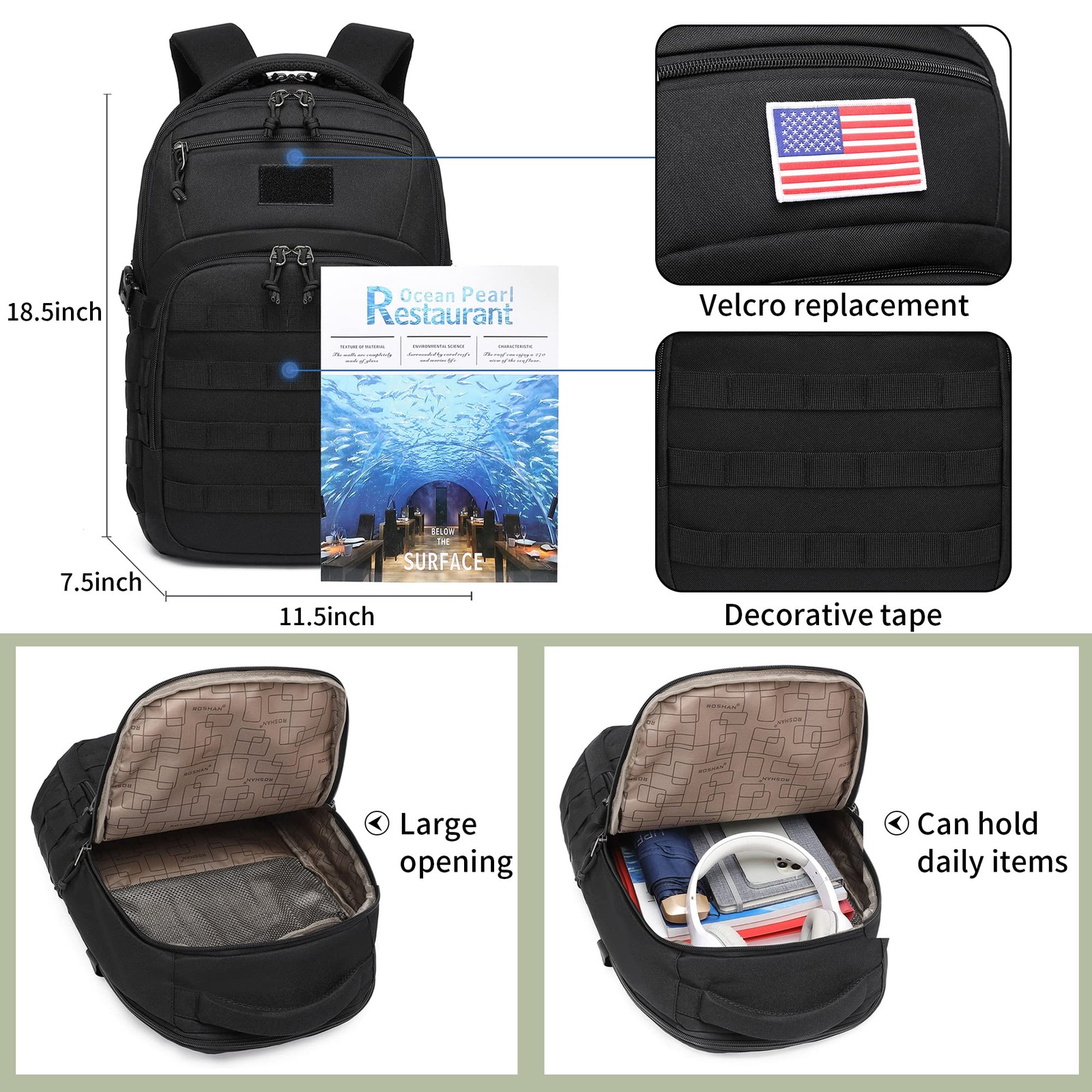 Military tactical backpack, backpack for men black small tactical assault bag…