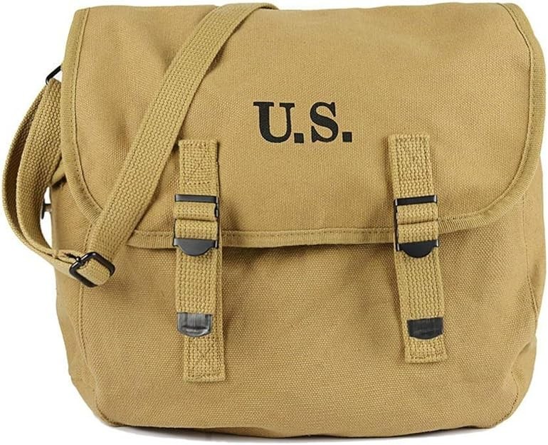WW2 US M1936 Canvas Messenger Bag, Lightweight Durable Vintage Canvas WWII Sh…