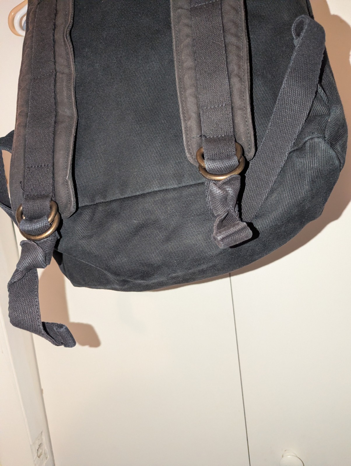 Filson Ranger Backpack Black Rugged Twill Leather Trim Tin Cloth Logo