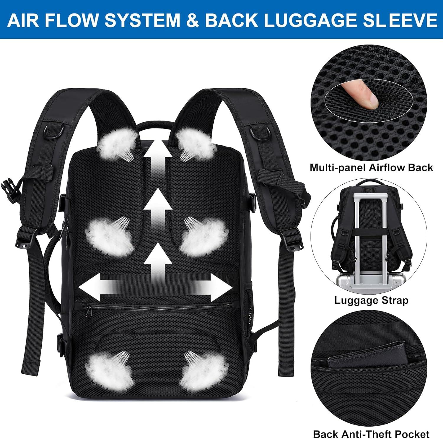 Travel Backpack for Men,Airplane Approved Carry on Backpack Suitcase with Shoe P