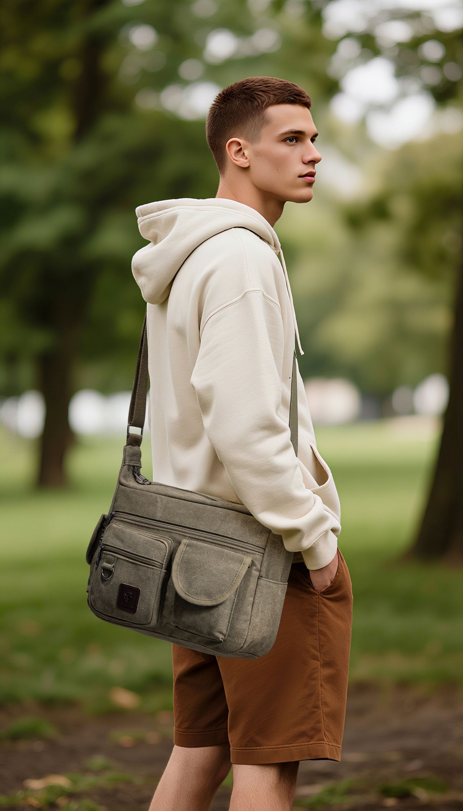 LEBULLBRO Canvas Crossbody Shoulder Messenger Bags Military Outdoor Satchel Bag