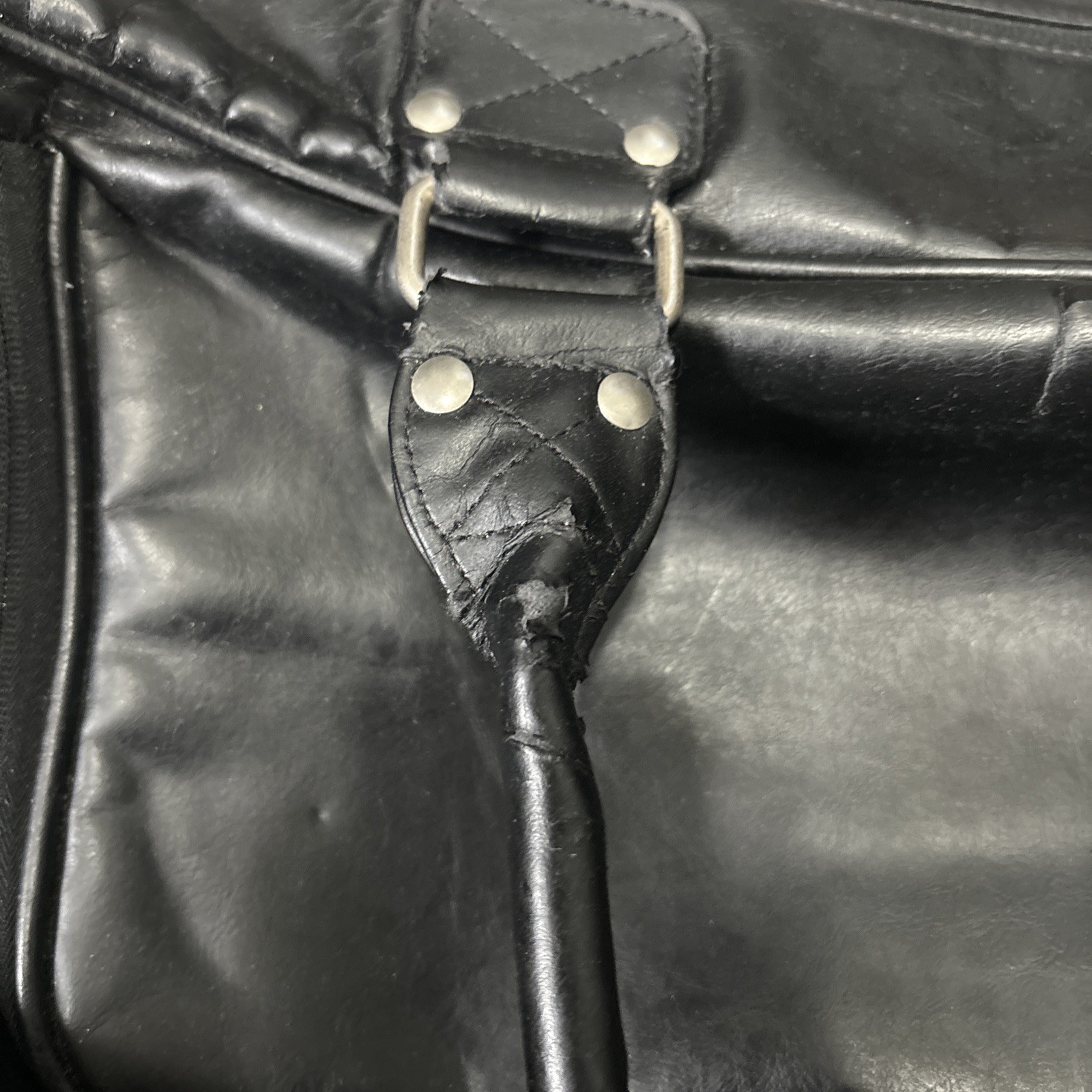 VTG Leather Nike Golf Weekender Duffel Bag Black Large