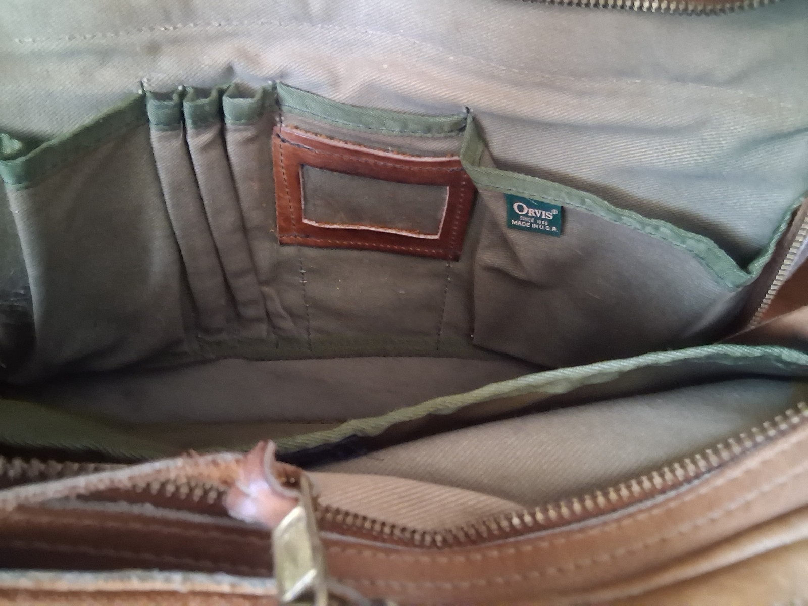 Orvis Briefcase Satchel Bag Brown Leather Vintage Gokey Style