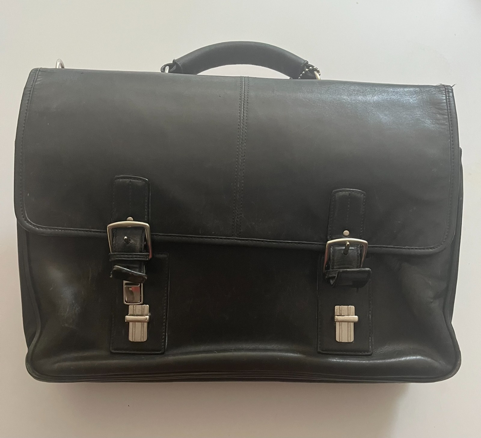 Vintage COACH Thompson Black Leather Briefcase Laptop Messenger Bag