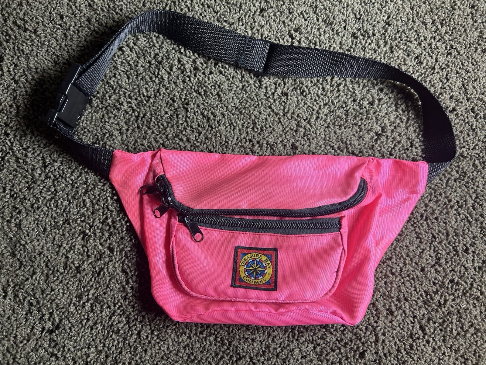 Vtg 80s 90s Treasure Bay Fanny Pack Neon Pink Retro Men Women Zipper Belt Bag