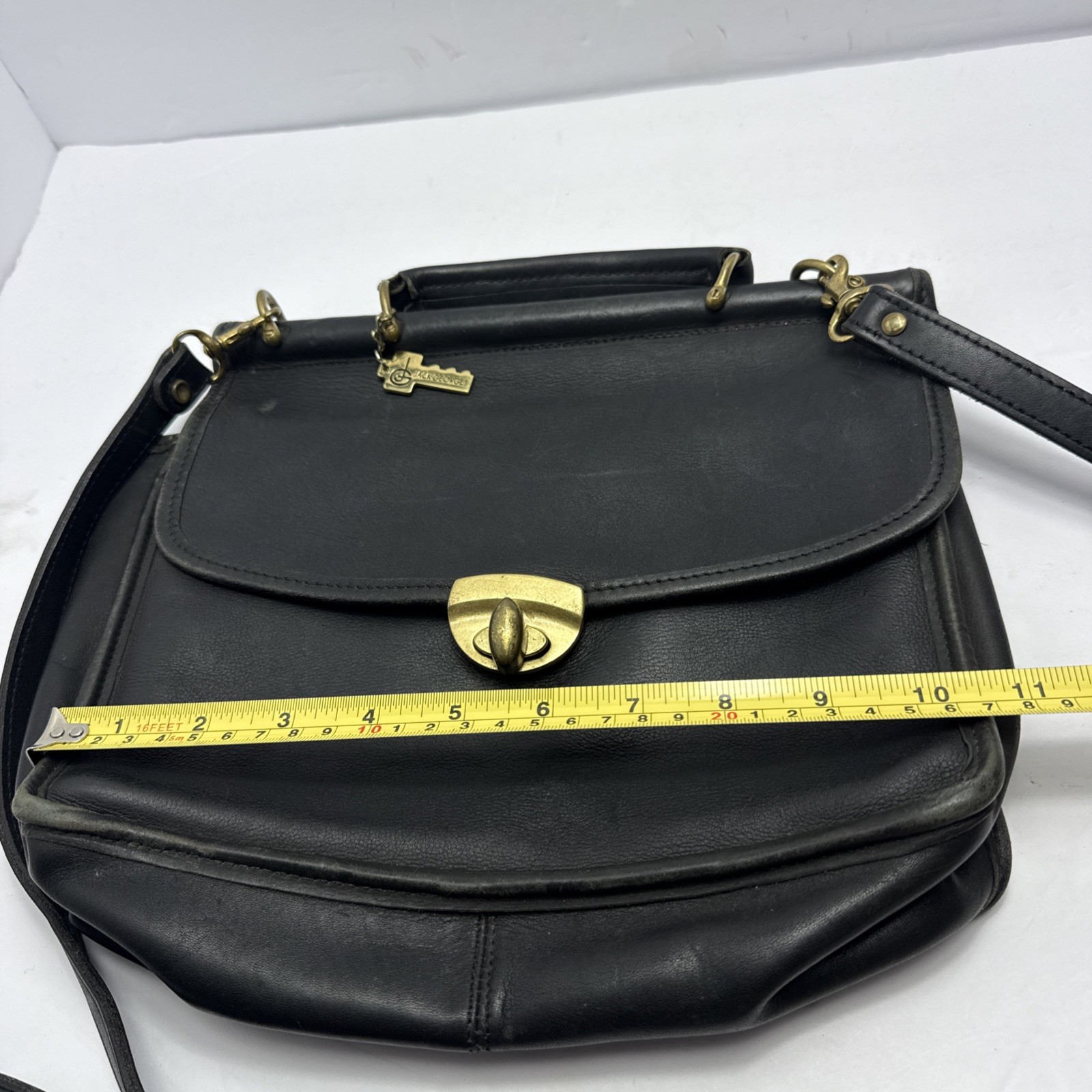Jack Georges University Executive Black Leather Briefcase Messenger Bag Made USA