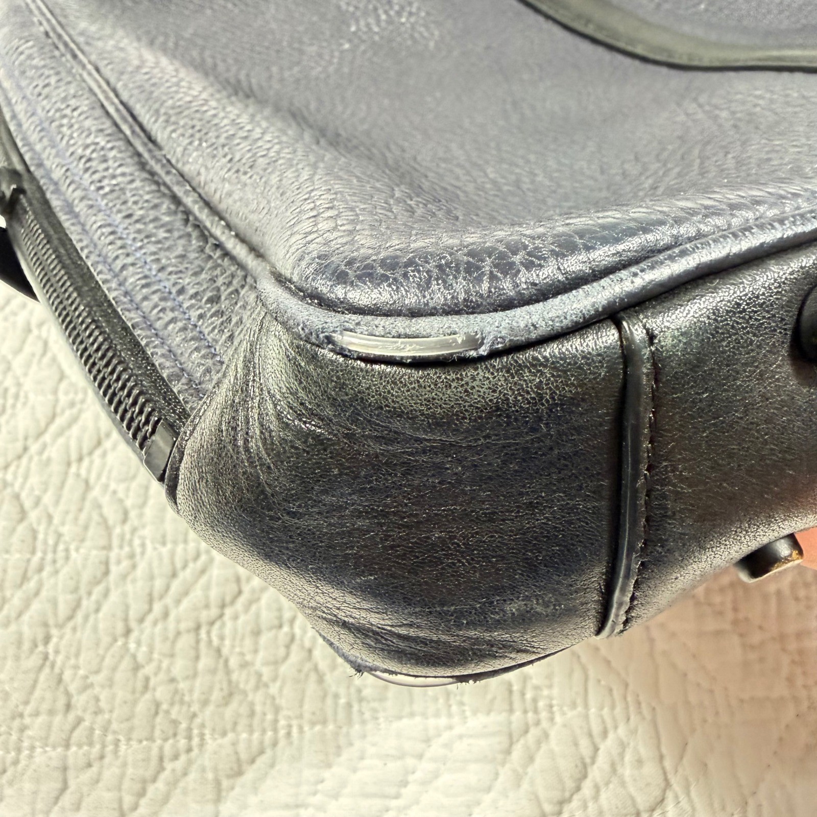 Coach Metropolitan Slim Briefcase – Navy Pebbled Leather Work Office Travel