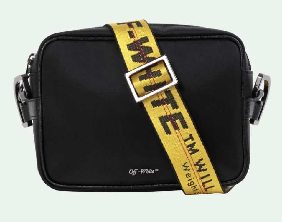Off-White Small Logo Print Nylon Zipped Messenger Crossbody Bag Black
