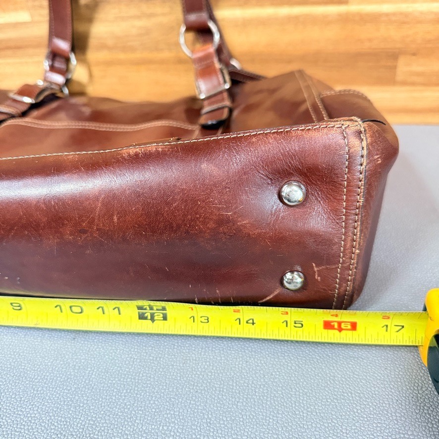 Fossil Brown Leather Laptop Messenger Briefcase Shoulder Bag Work Travel