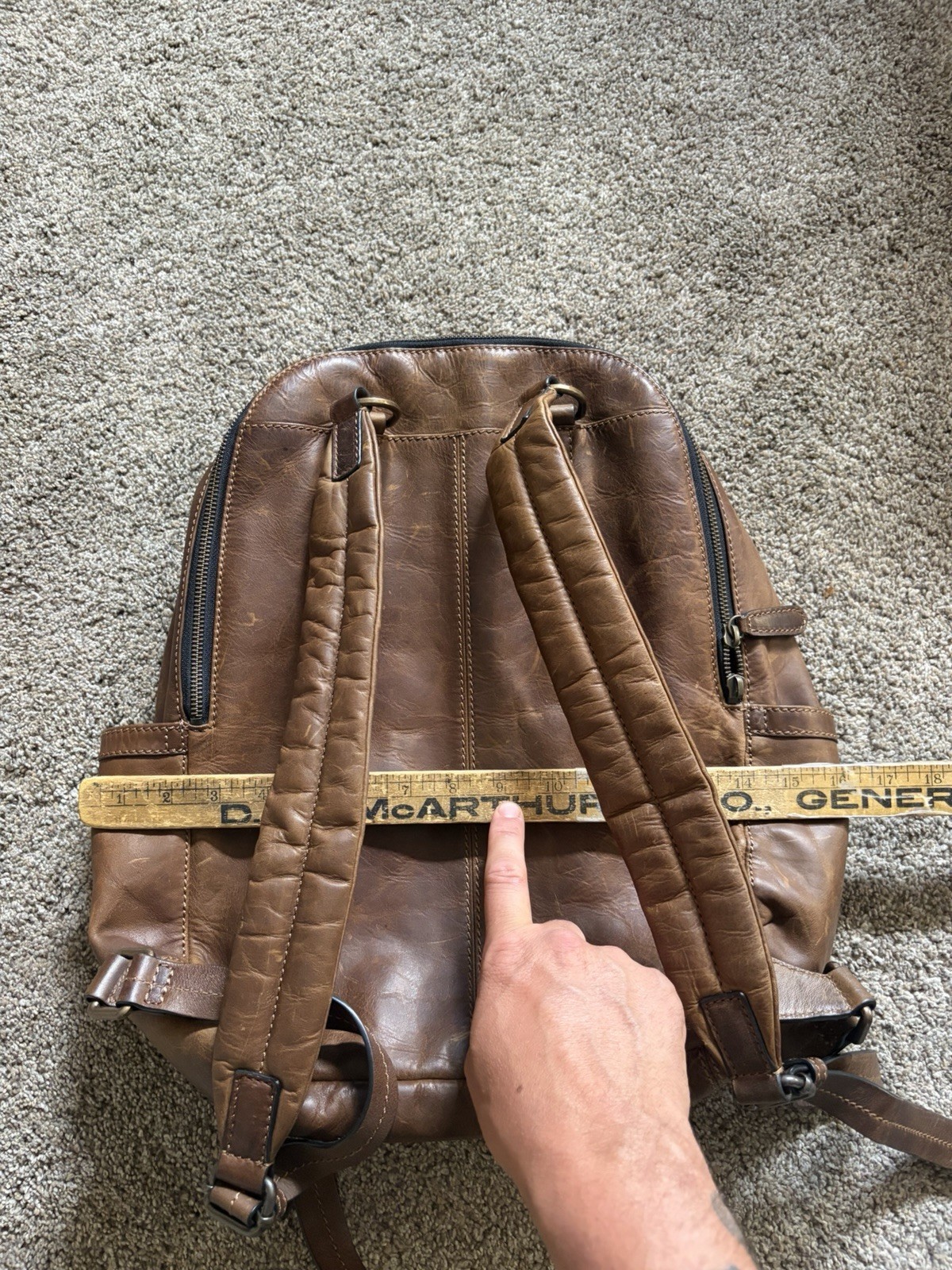 Vintage Frye Leather Backpack Large Multiple Pockets Brown Leather Zip Closures