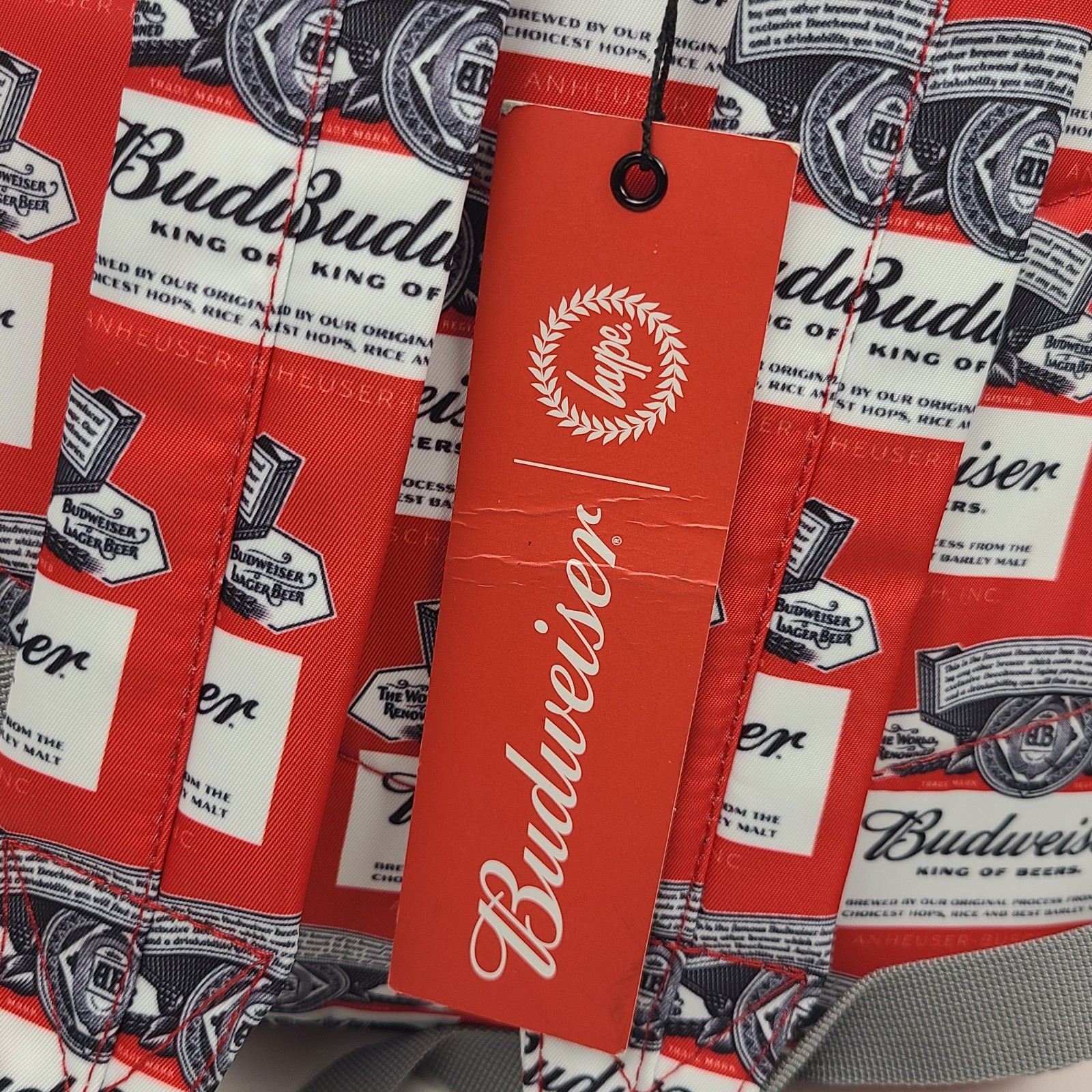 Hype X Budweiser Beer Collaboration Backpack w/ Bottle Opener All Over Print Red
