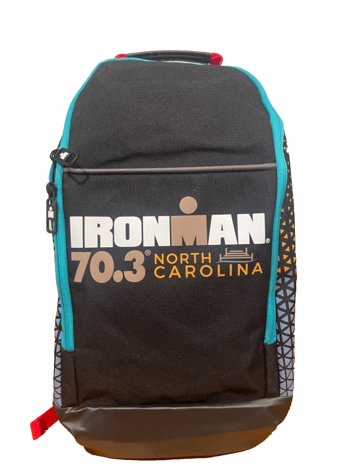 Iron Man 70.3 North Carolina Triathlon Backpack Turquoise Red Black limited edit