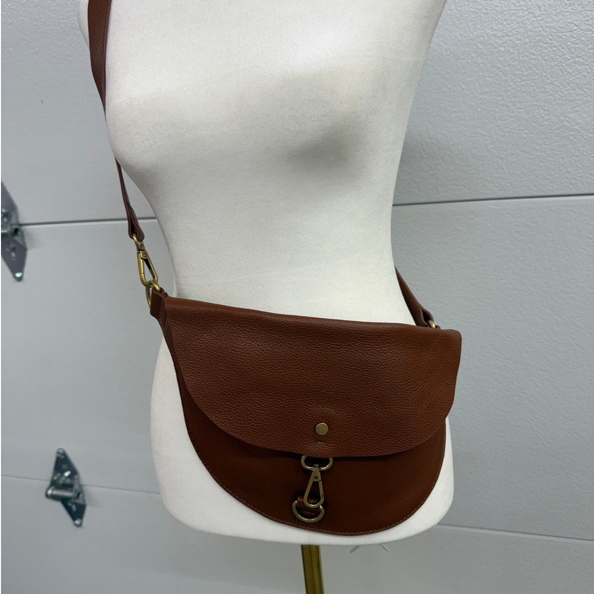 Banana Republic Genuine Leather Brown Crossbody Saddle Bag