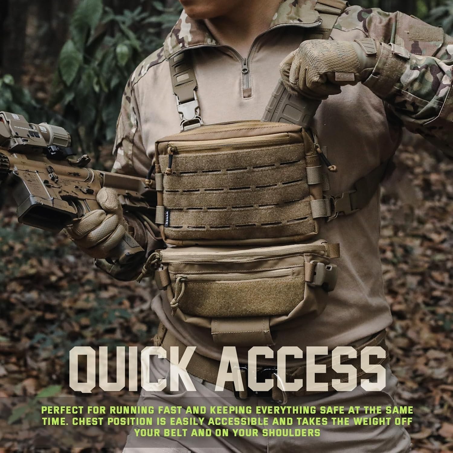 Tactical Chest Rig Pack for Men Running Chest Bag with Front Loop Airso…