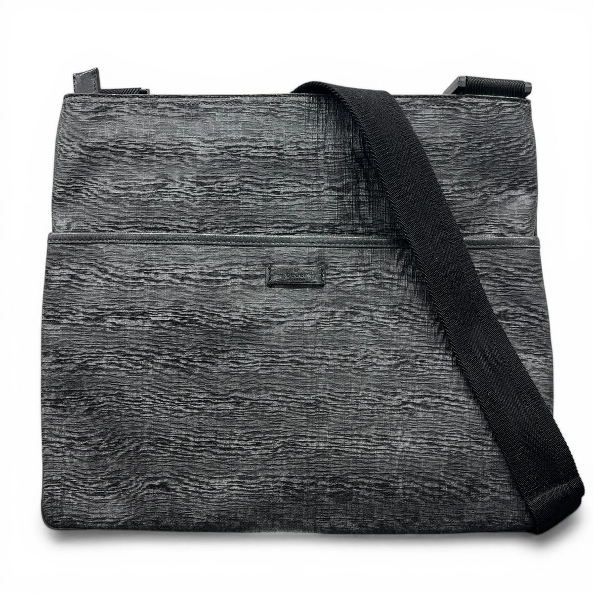Gucci GG Supreme Messenger Bag Shoulder Bag Crossbody PVC Black Gray 162904 AB
