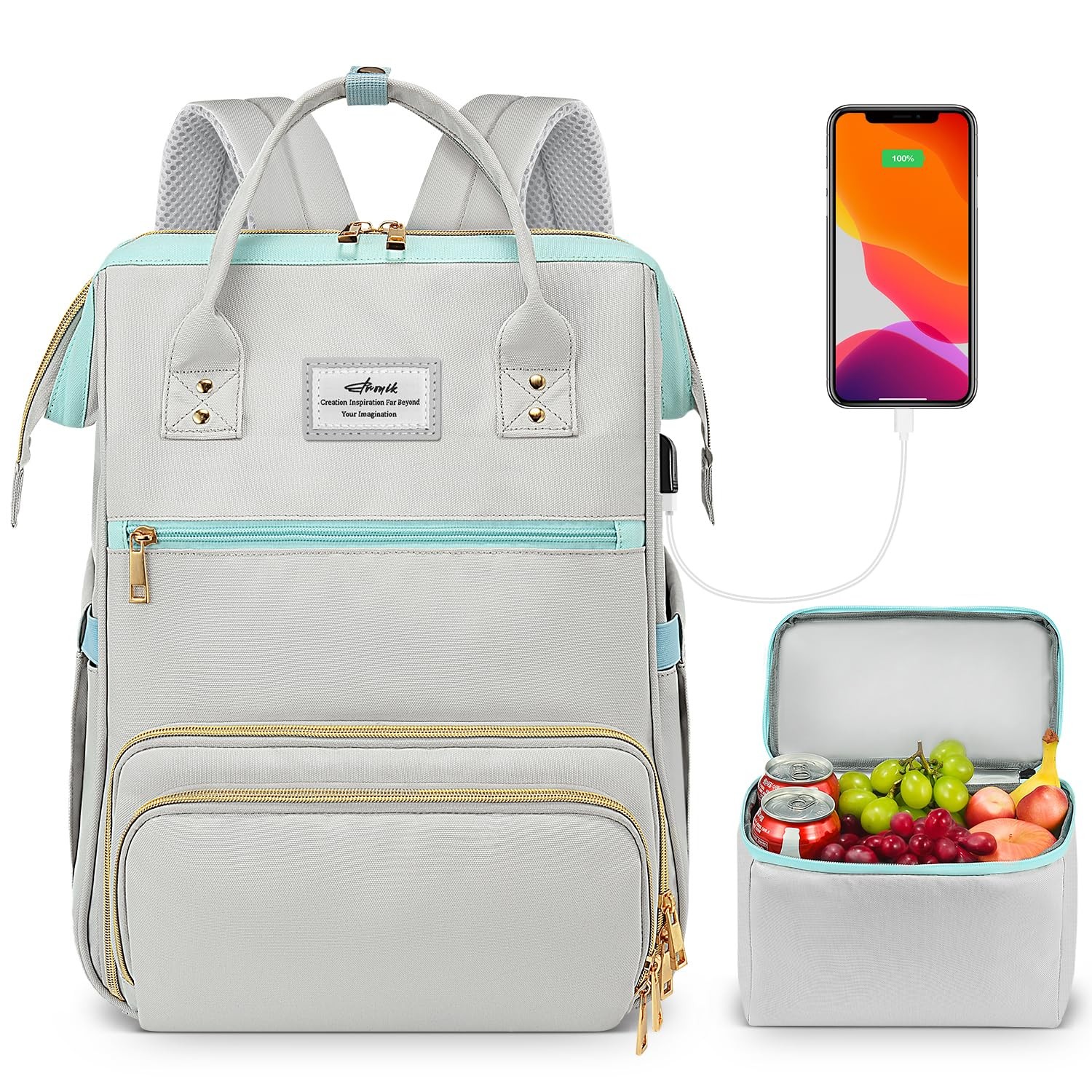 Lunch Backpack, 15.6 Inch Laptop Backpack with USB Port, Stylish Nurse, Teach…