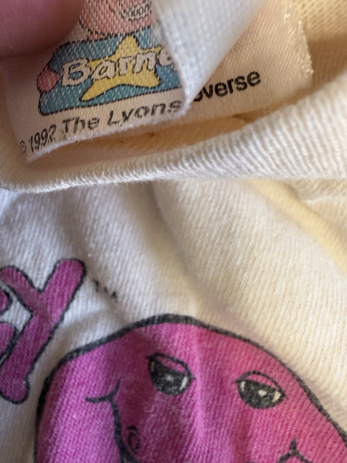 Barney Fishing Double Sided Single Stitch 1992 T-Shirt Kids Youth Size 5-6