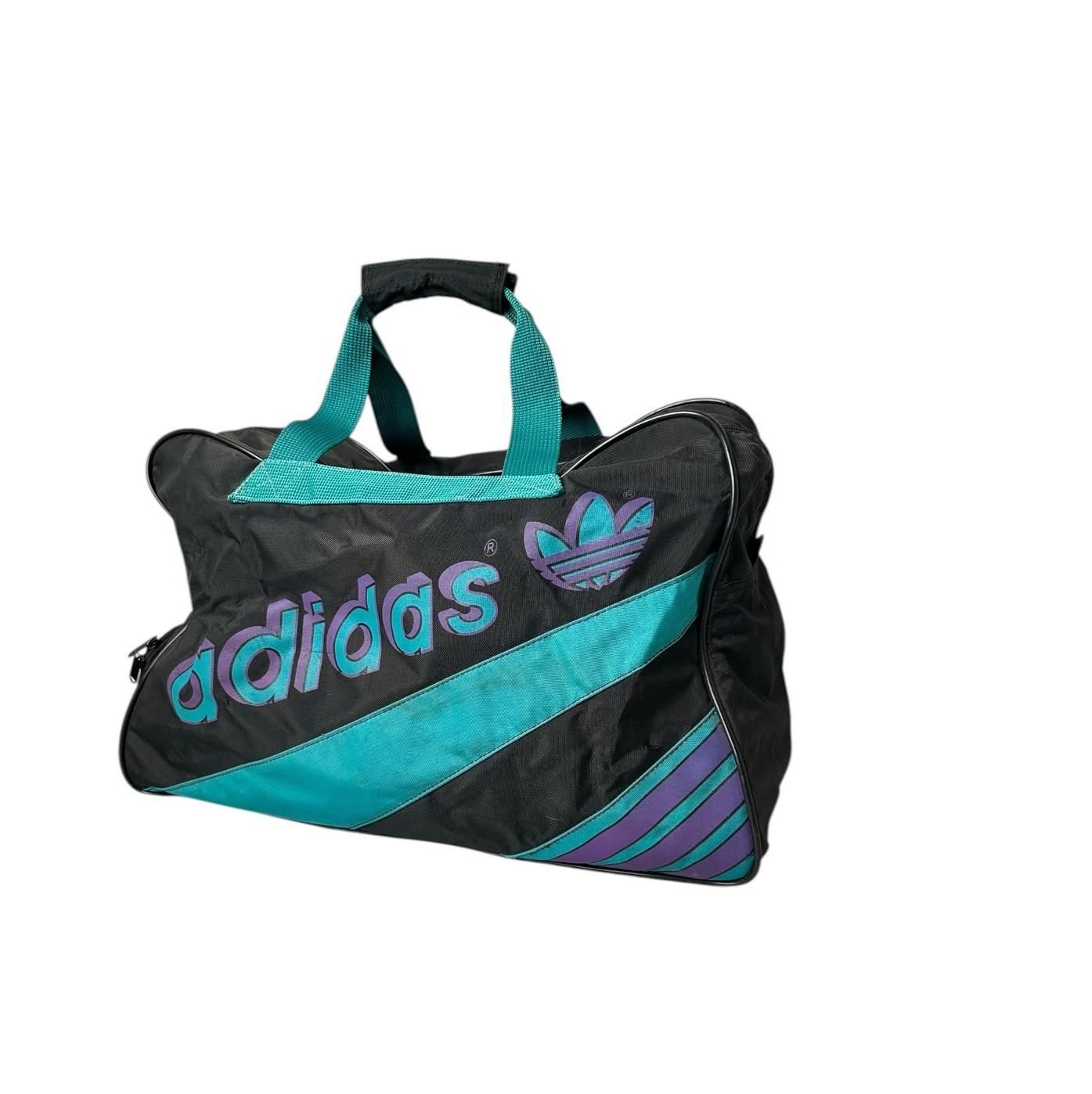 70s Vintage ADIDAS Duffle Bag Black Small West Germany Trefoil Rare