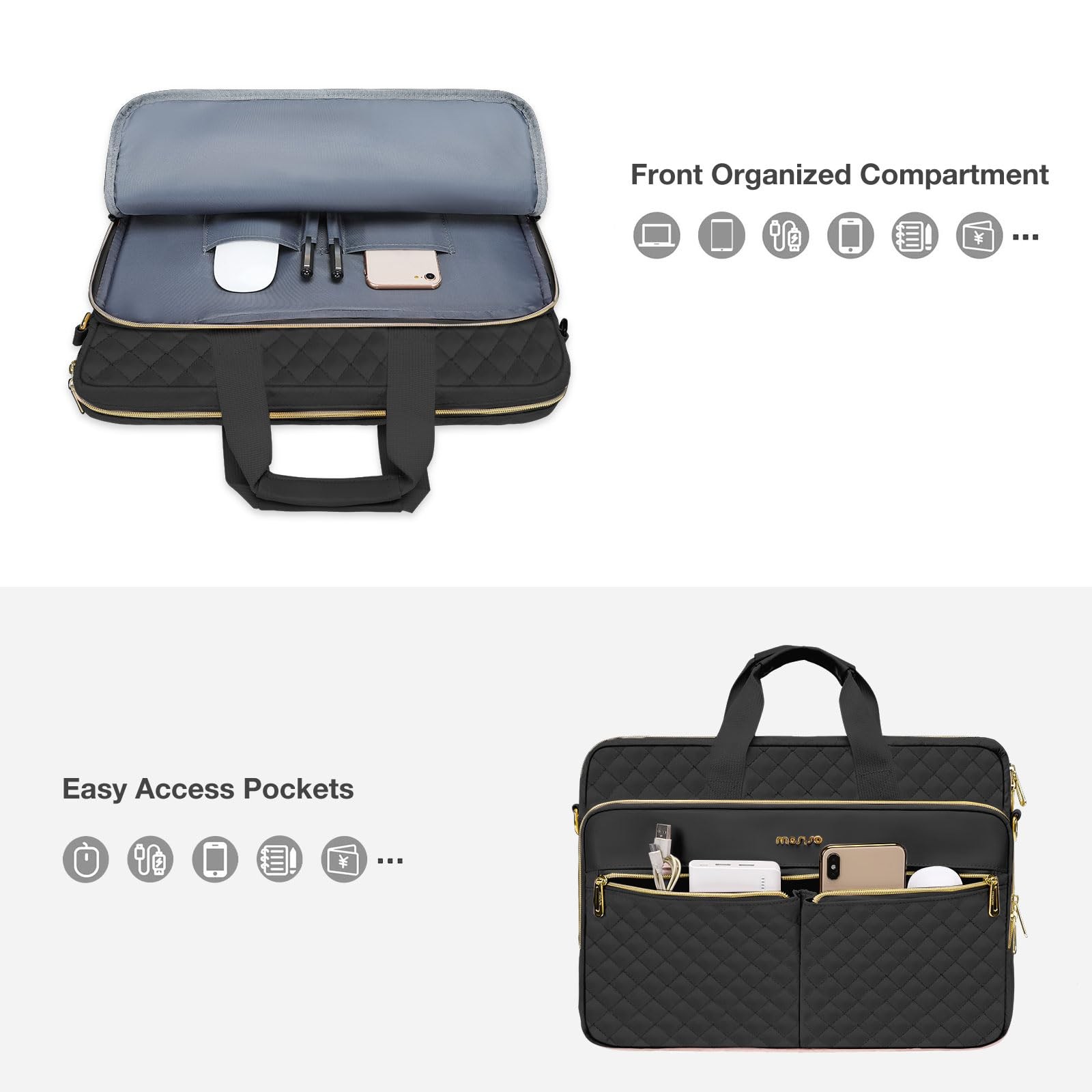 MOSISO 17-17.3 inch Laptop Bag, Briefcase Messenger 17.3 inch, Black