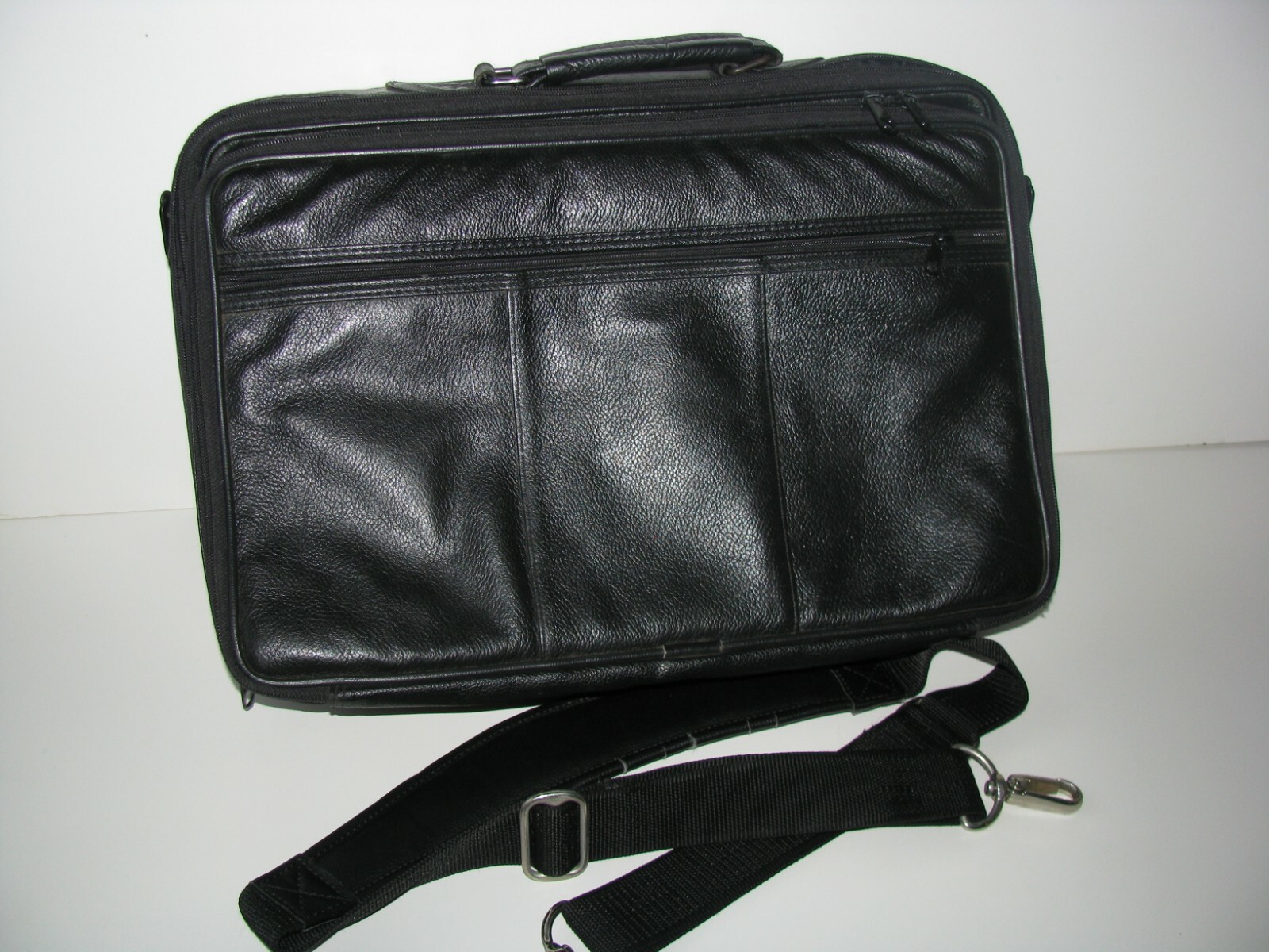 Case-Tek Inc Chicago IL Black Leather Computer Briefcase 17″x12″x6″ Made in USA