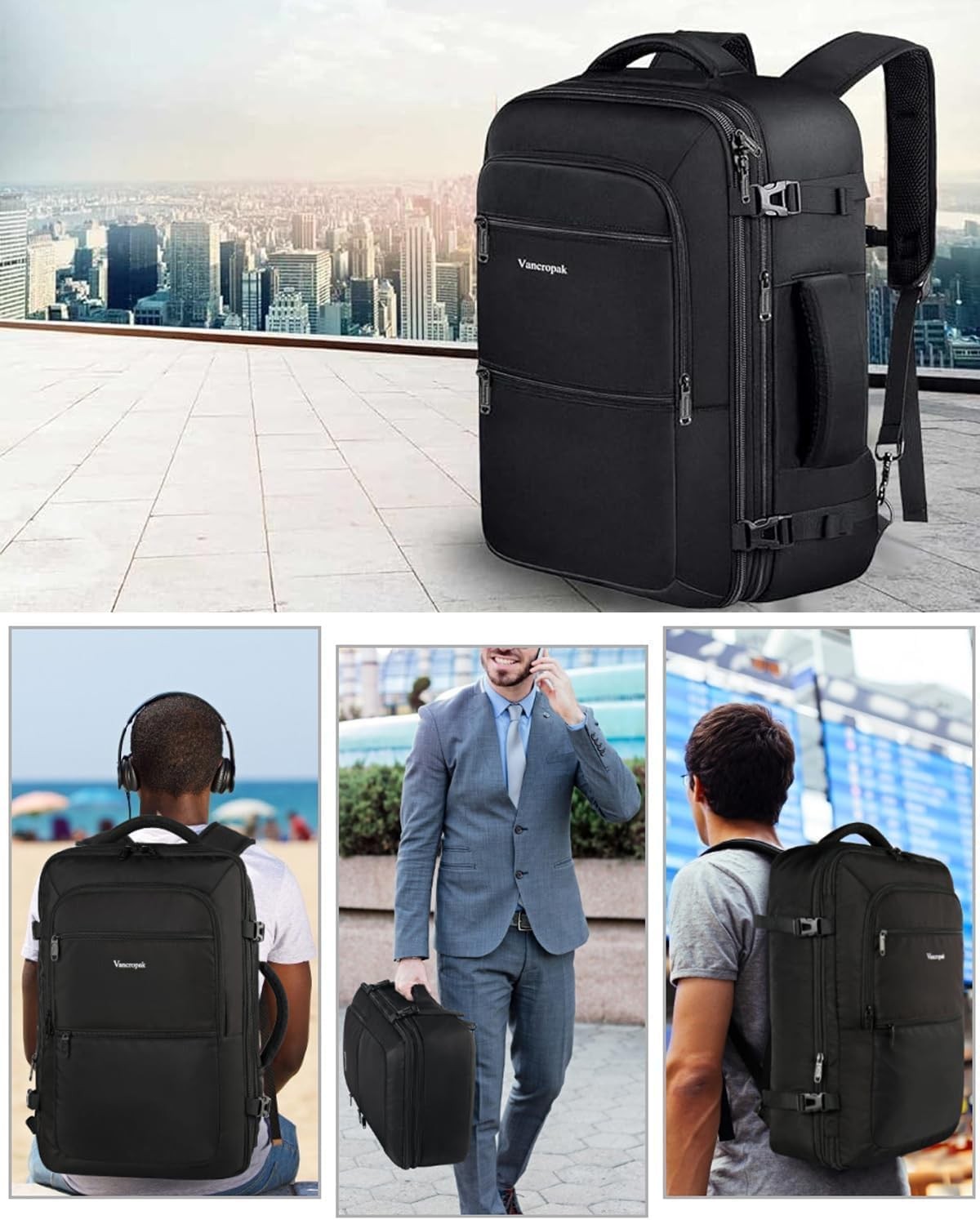 TRAVEL BACKPACK CARRY ON 40L Extra Large Expandable Luggage Suitcase Flight Bag