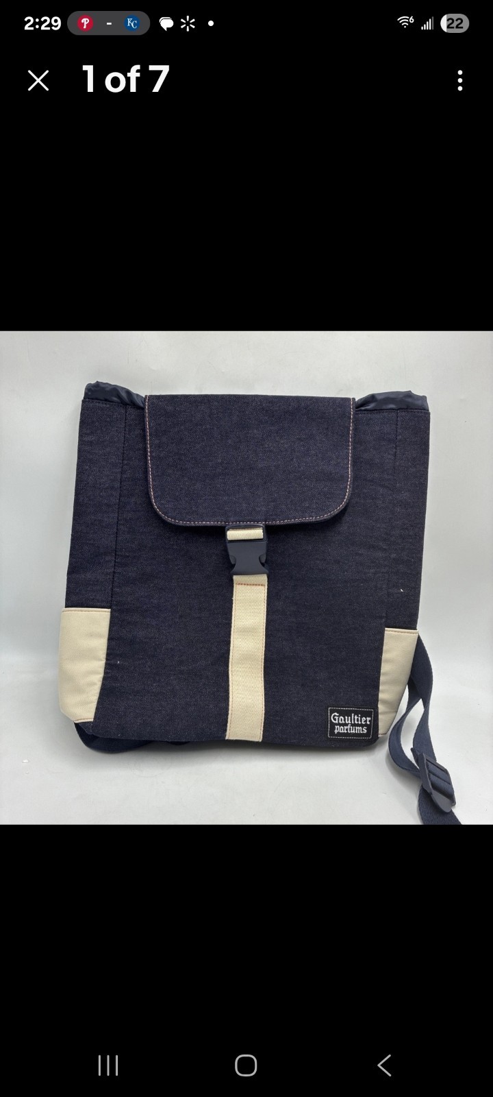 Jean Paul Gaultier Parfums backpack. Denim Style. Unisex . Fits Most Laptops