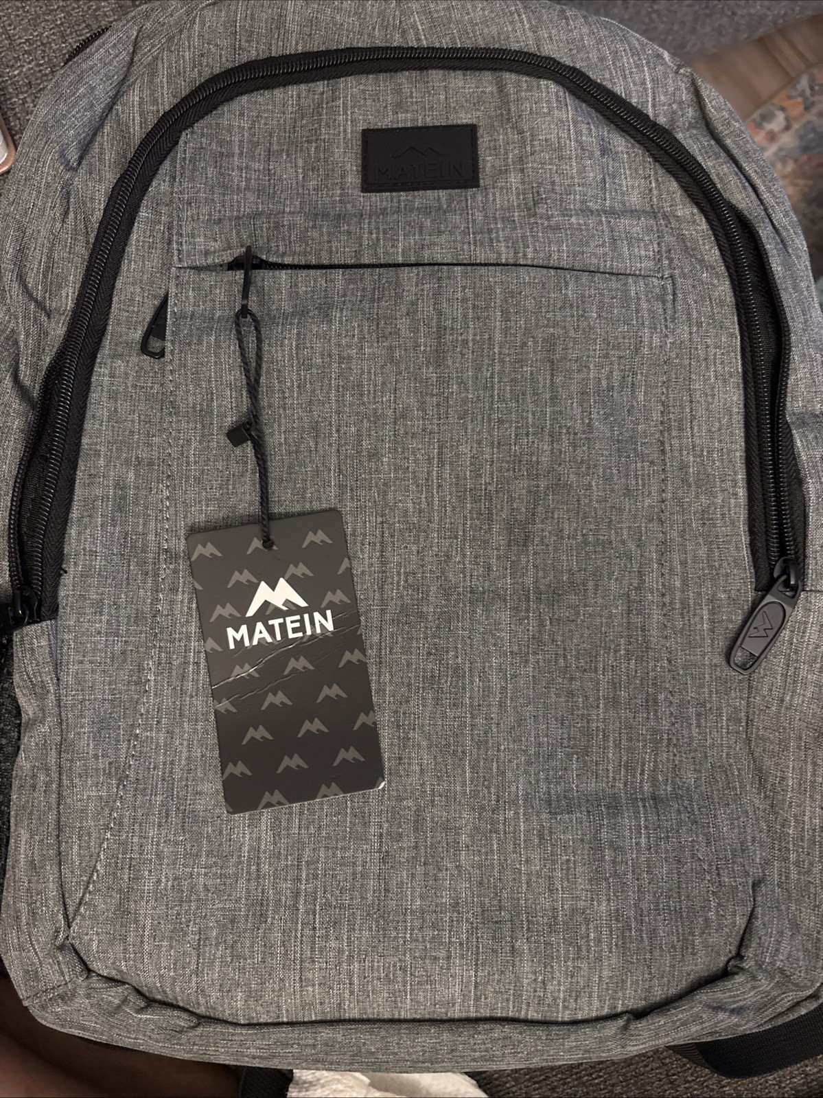 Matein Grey Water Resistant Laptop Backpack Extra Large With USB Charging Port