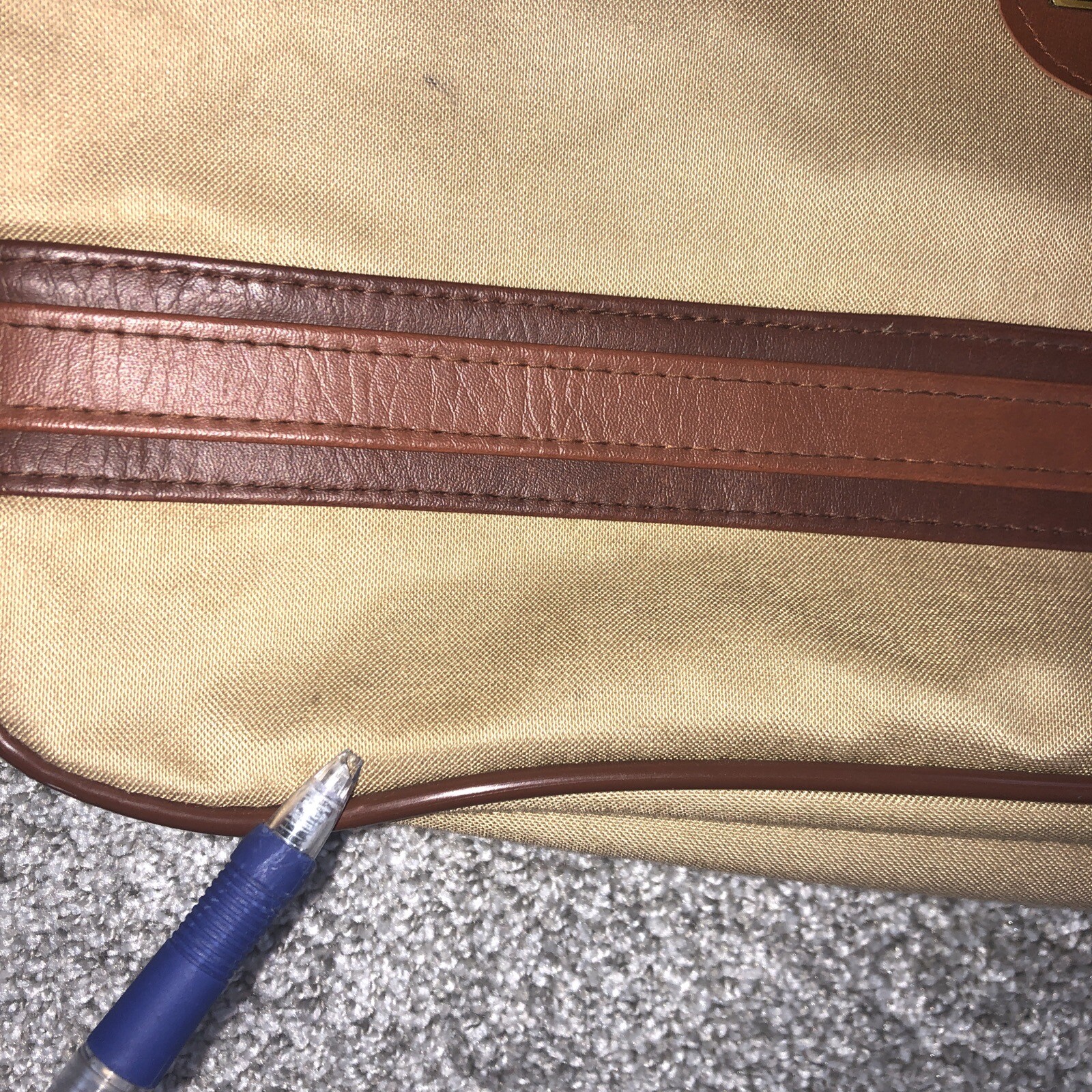 VINTAGE Safari Canvas Bag Khaki Carry On Top Handle Should Strap 70s 80s GUC