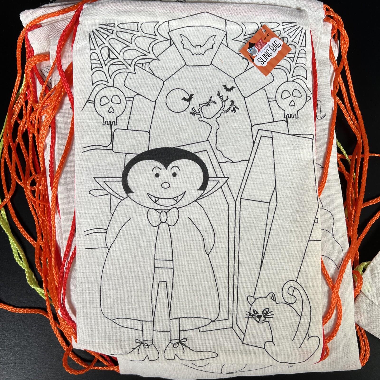 Lot 25 Halloween Drawstring Canvas Bag Halloween Trick Treat Party Craft Color