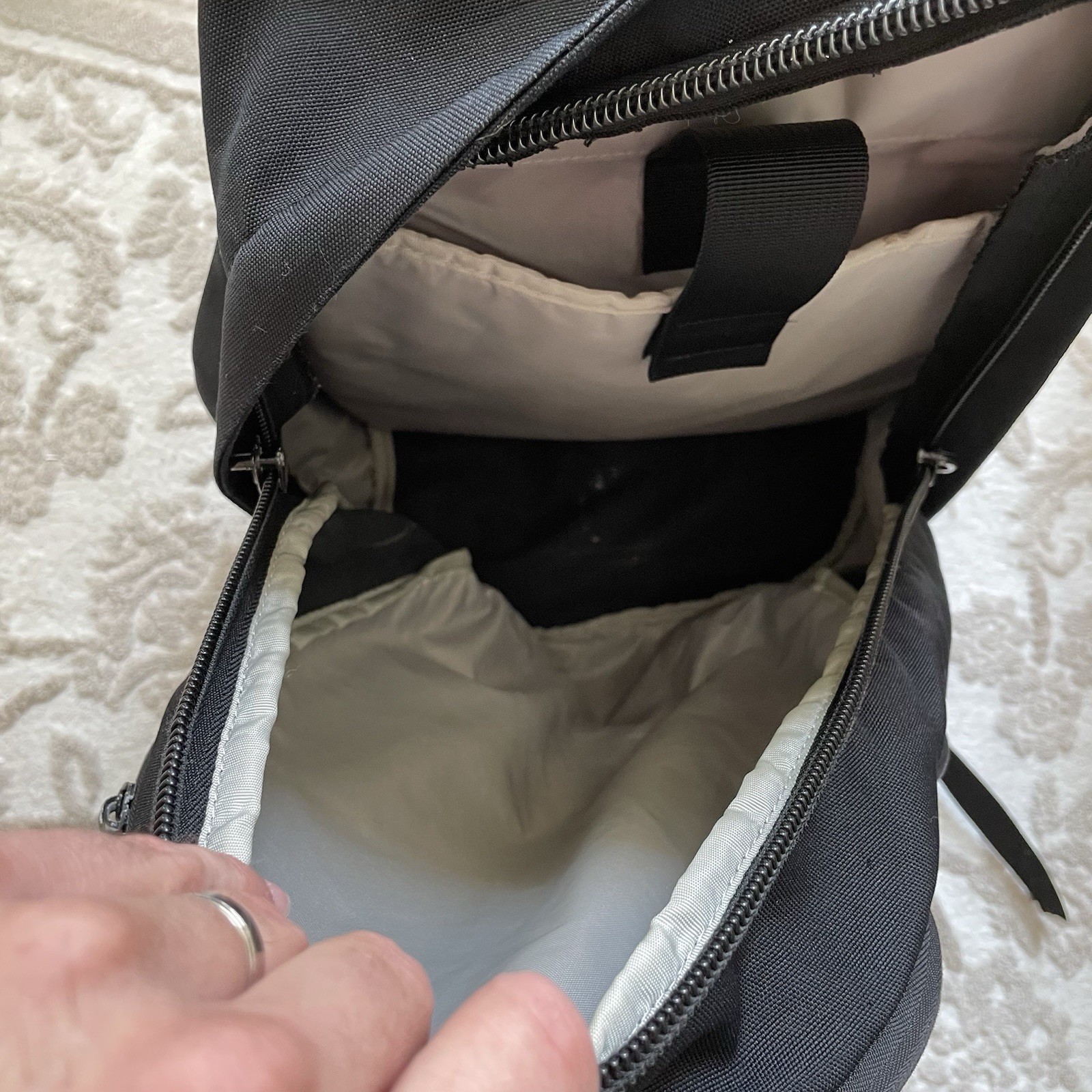 Nike Y2K Backpack Black Portable CD Player Holder Zipper