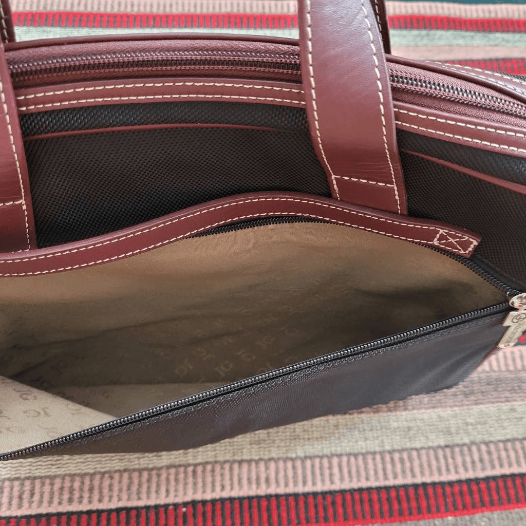 Jack Georges Black Brown Canvas Leather Messenger Laptop Bag Carry On Simple