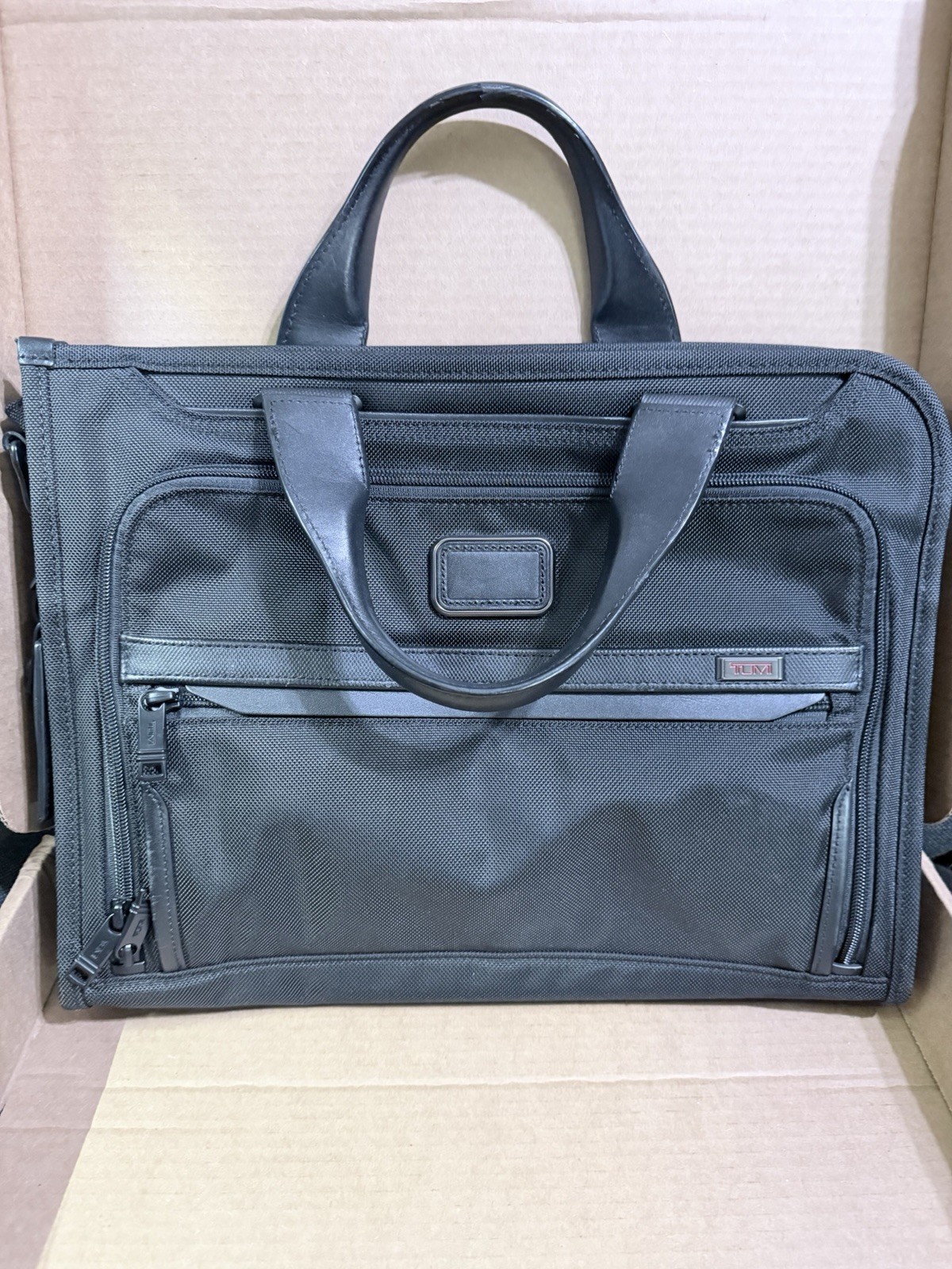 Tumi Official Authentic Alpha 3 Slim Deluxe Portfolio Briefcase, Black, One Size