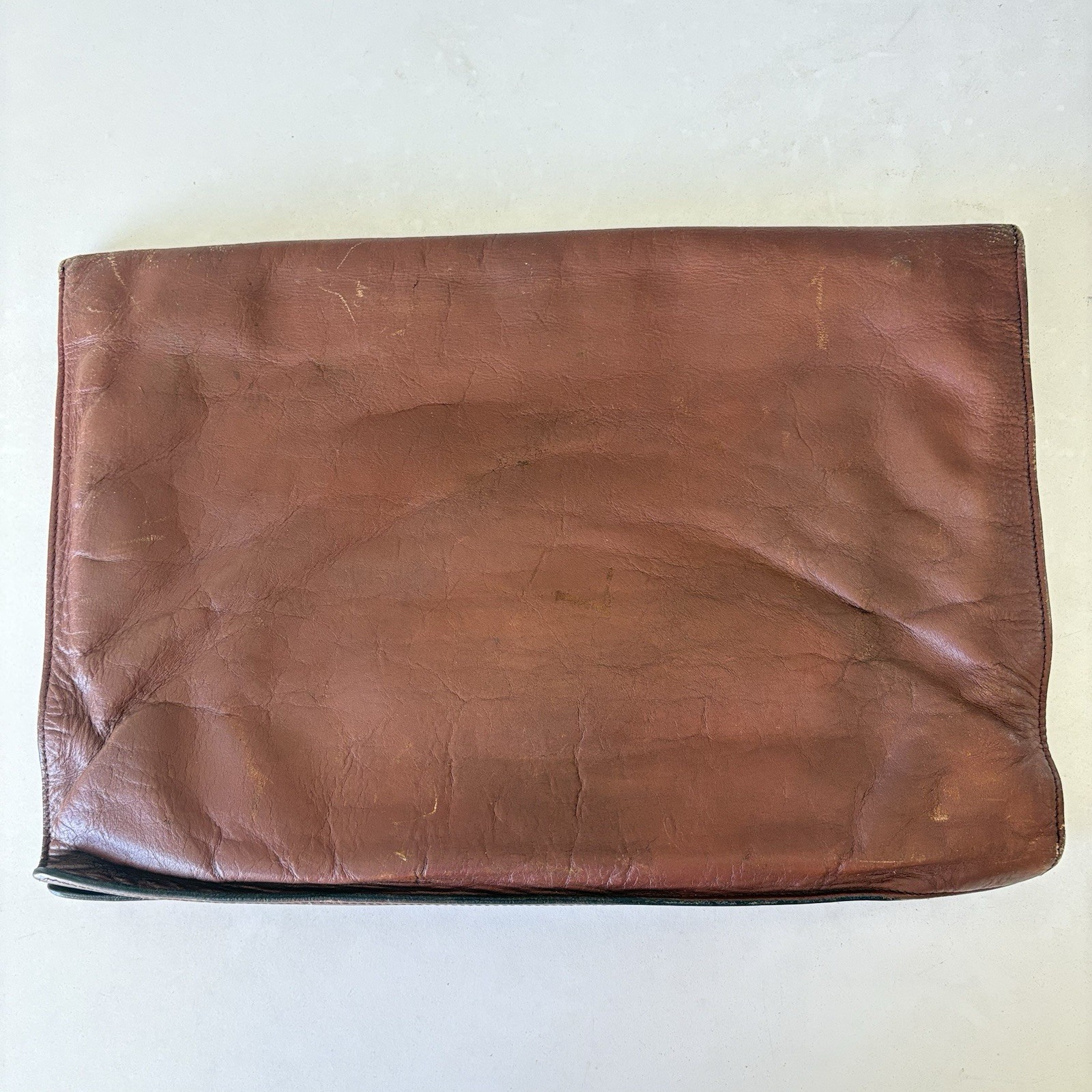 Papini Firenze Brown Leather Briefcase Clutch Bag 15.5”x10.5” Made In Italy