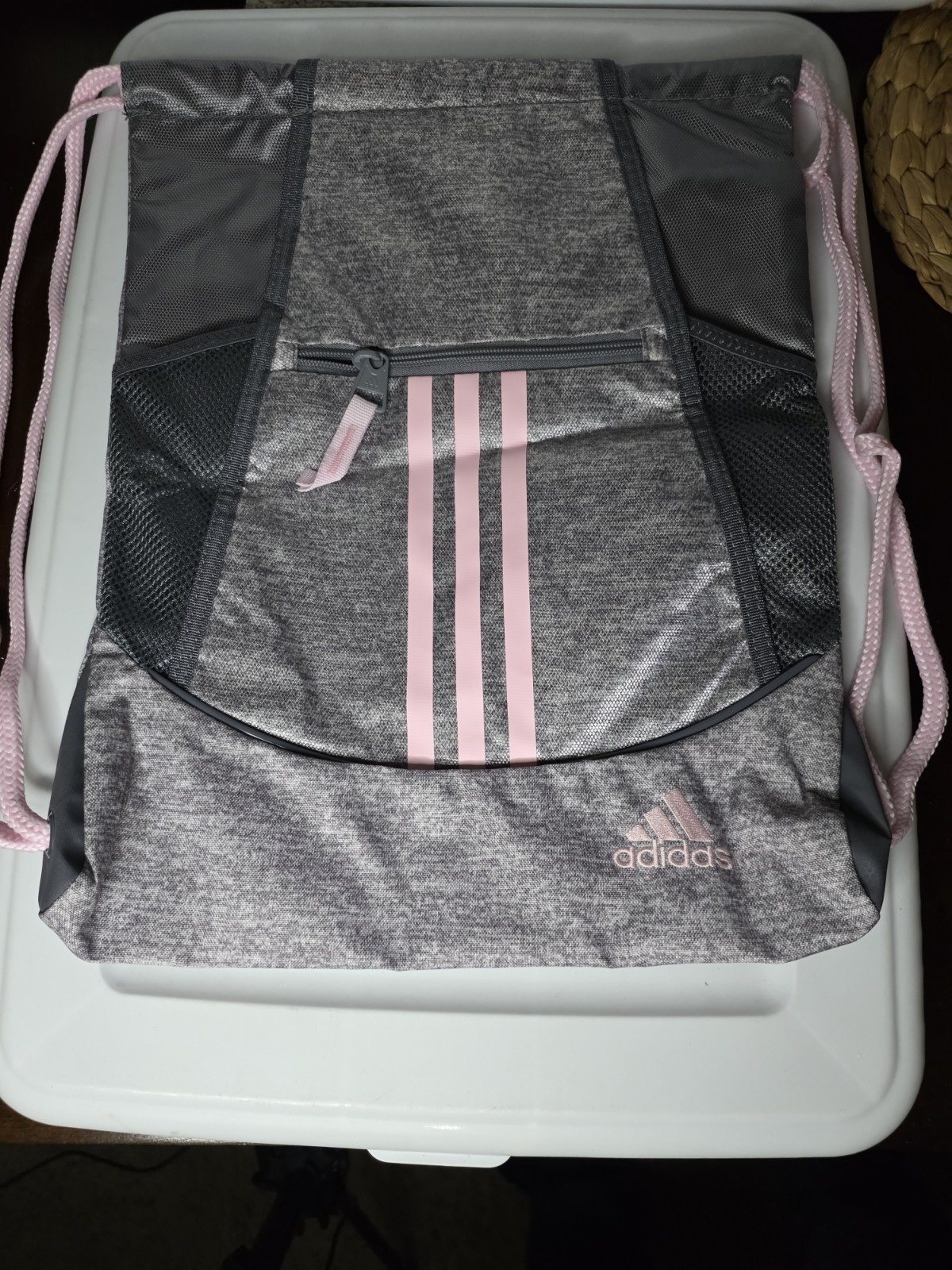 Adidas Alliance II Jersey Grey/Clear Pink Drawstring Sackpack